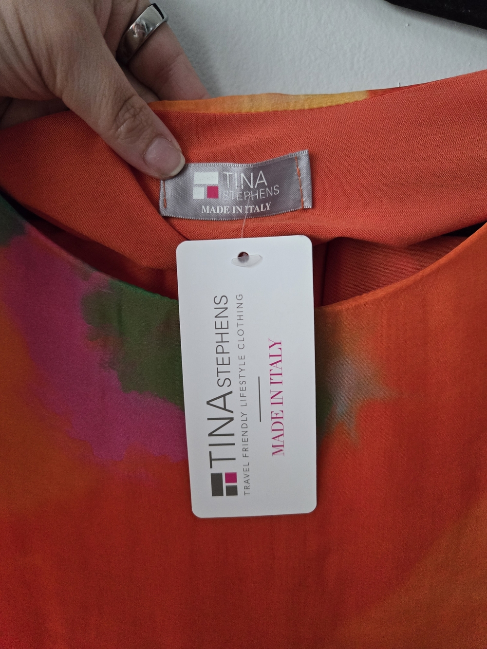 NWT Tina Stephens Italy 100% Silk Vibrant Abstract Kaftan Poncho Top Lined OS - Picture 5 of 7